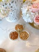 Gold White Enamel Three Dish w/ Floral Design