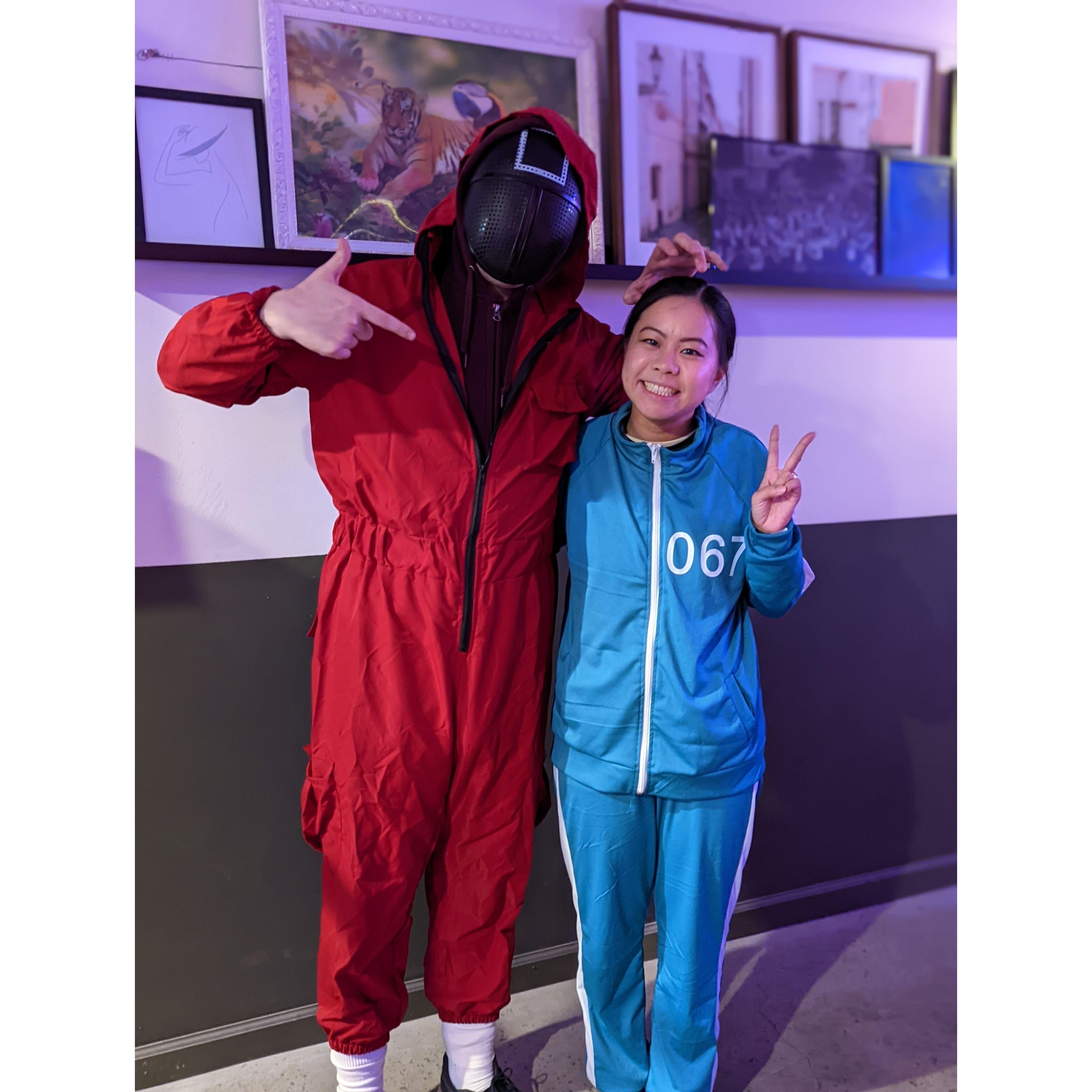 We liked watching Squid Game on Netflix so it was our Halloween costume in 2021.