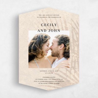 Beige Diamond Wedding Invitation - Seabay Portrait
