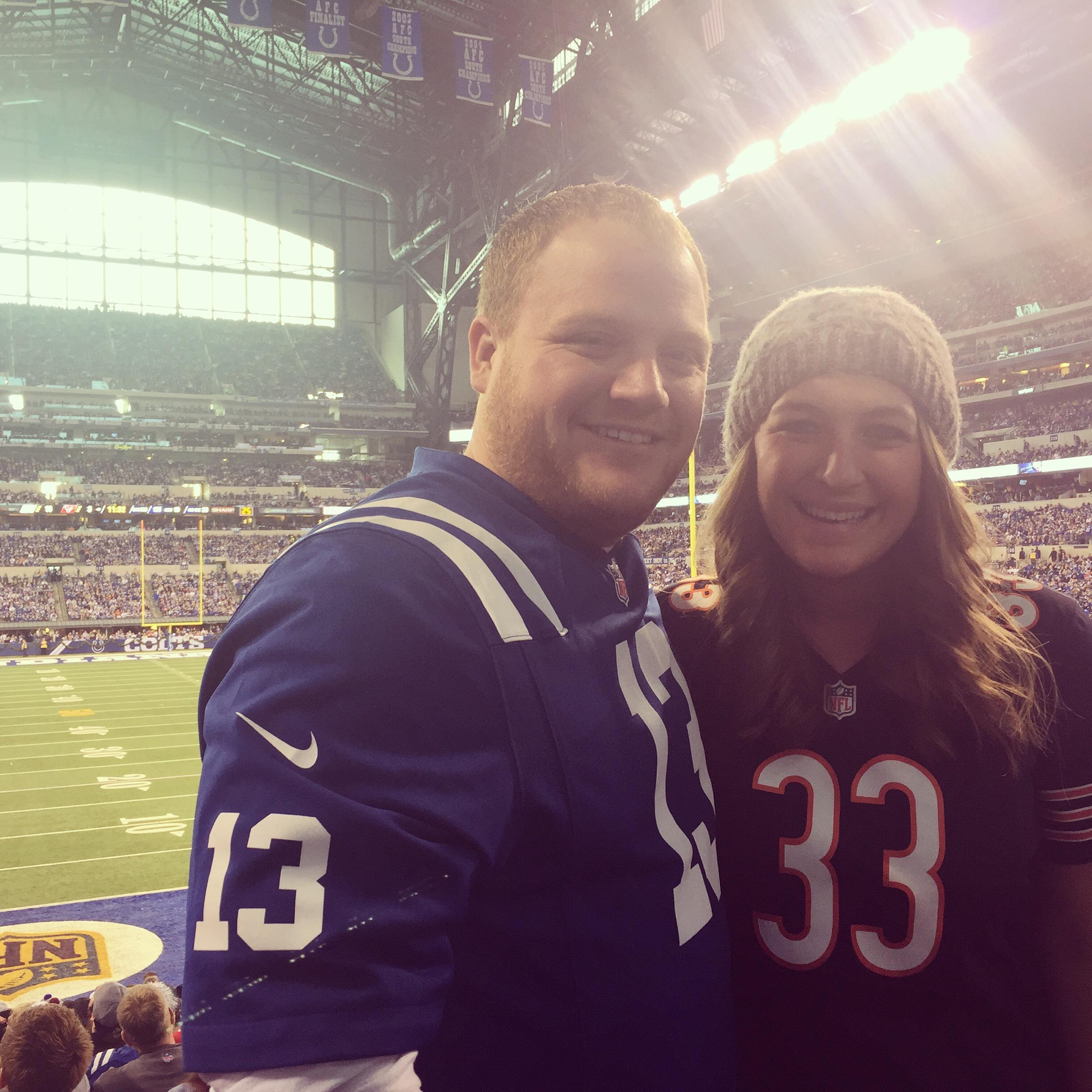 Our first Colts game as a couple! Of course I rocked my Bears jersey.