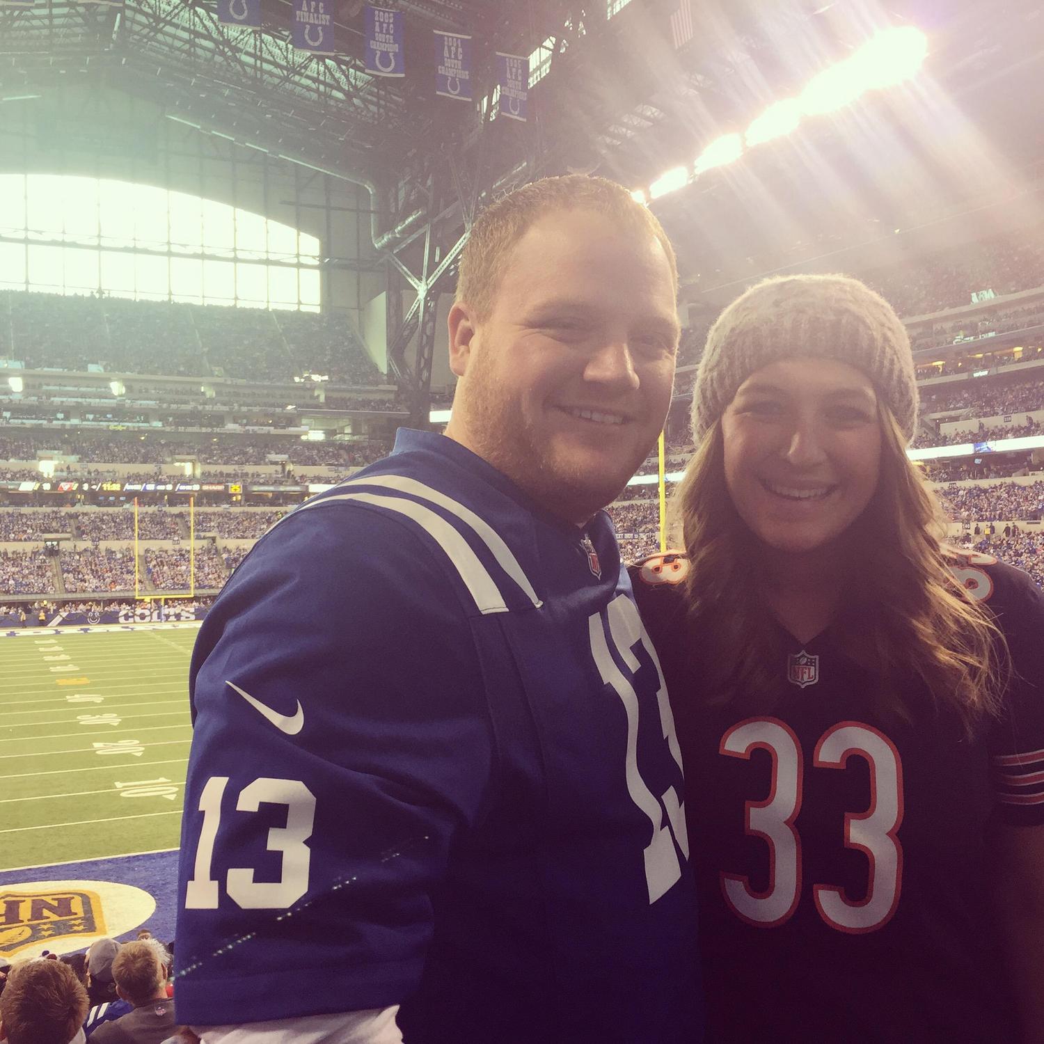 Our first Colts game as a couple! Of course I rocked my Bears jersey.