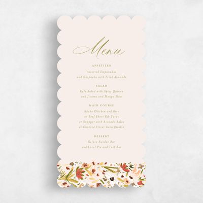 Beige Scalloped Wedding Menu - Giverny