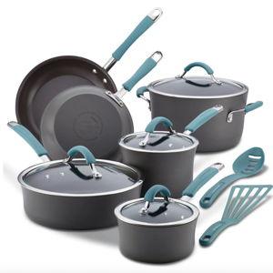 12-Piece Cucina Hard Anodized Nonstick Cookware Set - AGAVE BLUE