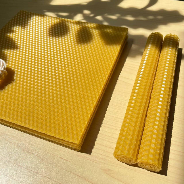 Organic Beeswax Sheets 8x8” with Wick | Candle Making Kit | 10, 20, 30 Sheets | Ukrainian Natural Wax for DIY, Ritual & Craft Candles