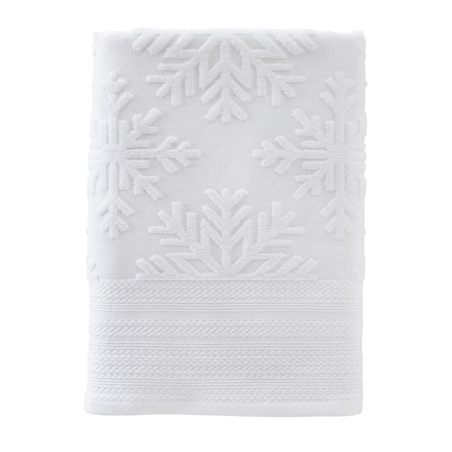 SKL Home Christmas/Winter/Gift Subtle Snowflakes Bath Towel, White