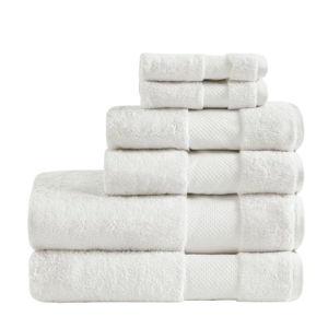 6pc Bath Towel Set White: Madison Park, 100% Cotton, OEKO-TEX Certified, Heavyweight