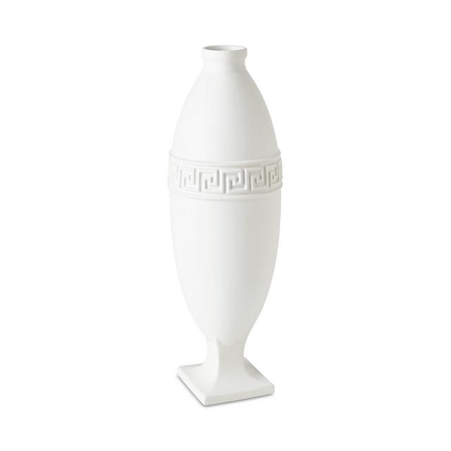 Global Views Small Greek Key Vase, White