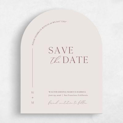 Beige Arch Wedding Save the Date - Olaya Portrait