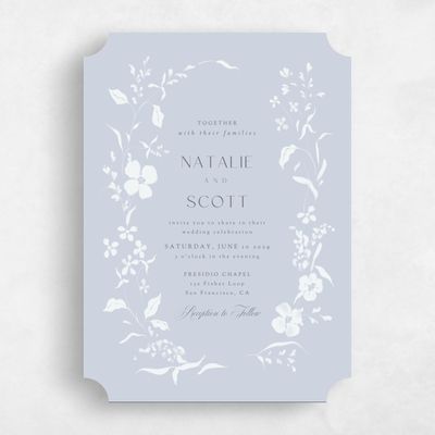 Blue Ticket Wedding Invitation - Lynette Portrait
