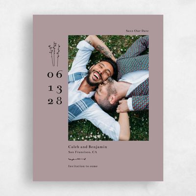 Lavender, Purple Wedding Save the Date - Rue Portrait