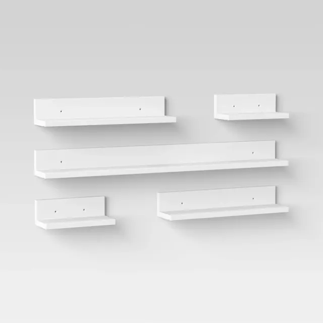 5pk Wall Shelf Picture Ledge White - Room Essentials™