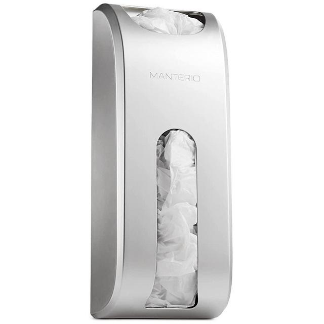 Manterio Wall Mount Plastic Bag Organizer | Durable Plastic Grocery Bag Saver | Smudge Proof, Fingerprint Resistant | Silver