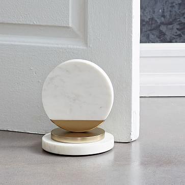 Deco Marble Doorstop, Marble + Antique Brass