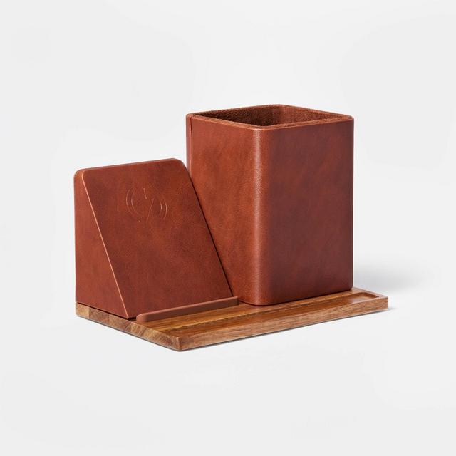 Wireless Charging Stand & Pencil Cup Dark Brown - Threshold™