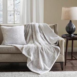 Gray Ira Luxury Faux Fur Throw Blankets (50"x60")