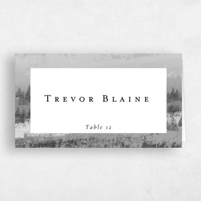 Charcoal, Grey Wedding Place Card - Rockford