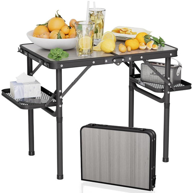 Titanker Folding Camping Table 2ft, Small Folding Camp Table Portable with 50% Extra Space, Small Picnic Table, Portable Beach Desk, Car Camping Essentials, Aluminum Light & Solid