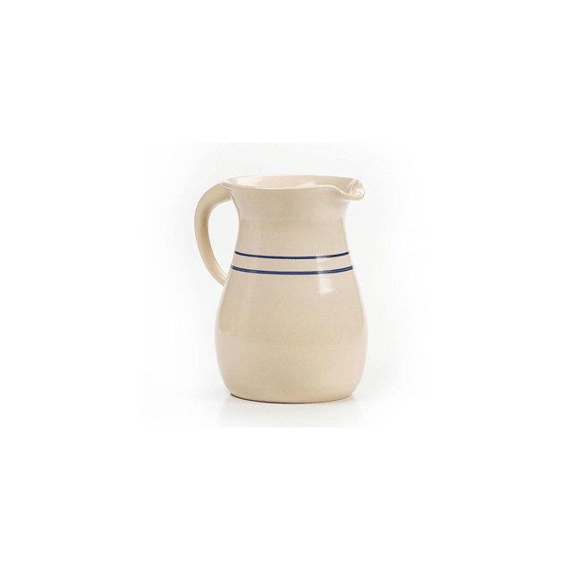 Martinez Pottery Heritage Blue Stripe Stoneware Pitcher
