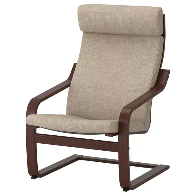 POÄNGArmchair, brown/Hillared beige