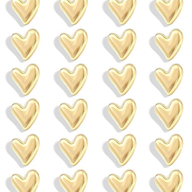 24PCS Gold Fridge Magnets Cute Love Heart Refrigerator Magnets, Decorative Magnets for Whiteboard Cabinet Locker, Lovely Fun Magnets for Classroom Home Kitchen Office