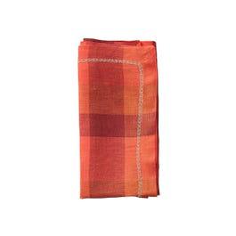 Kim Seybert Tartan Napkin, Cranberry & Orange