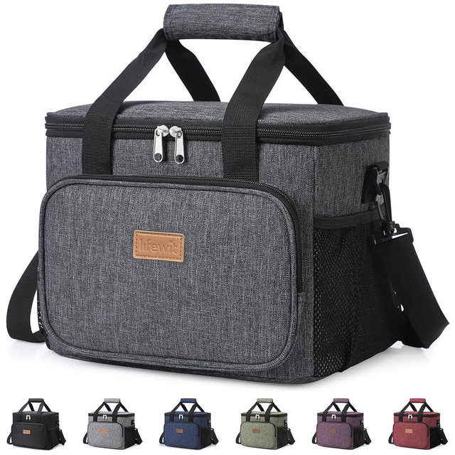 Lifewit Large Lunch Bag Insulated Lunch Box Soft Cooler Cooling Tote for Adult Men Women, Dark Gray 24-Can (15L)