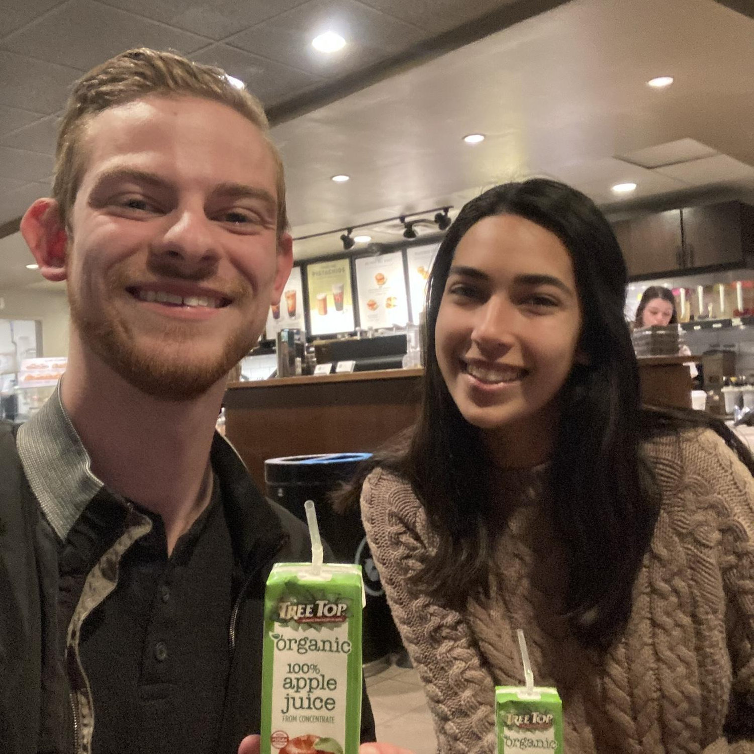 February 22, 2024
-After Jaden asked for permission to date Genevieve, they went to Starbucks, where they made the iconic memory of just ordering apple juice, because neither of them drink coffee!