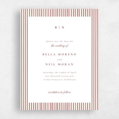 Linen, Red Wedding Save the Date - Rodez Classic