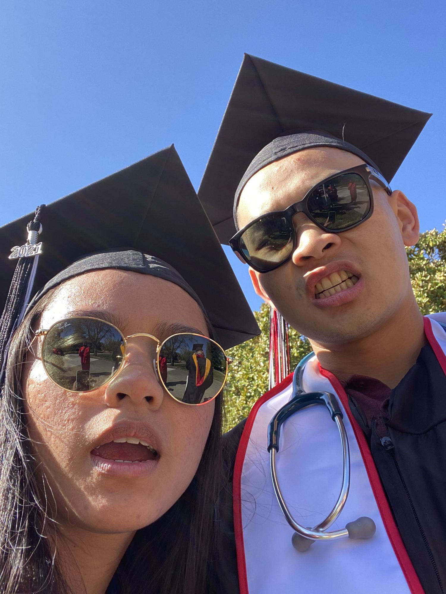 Just a teacher and a nurse finally walking the stage, together!