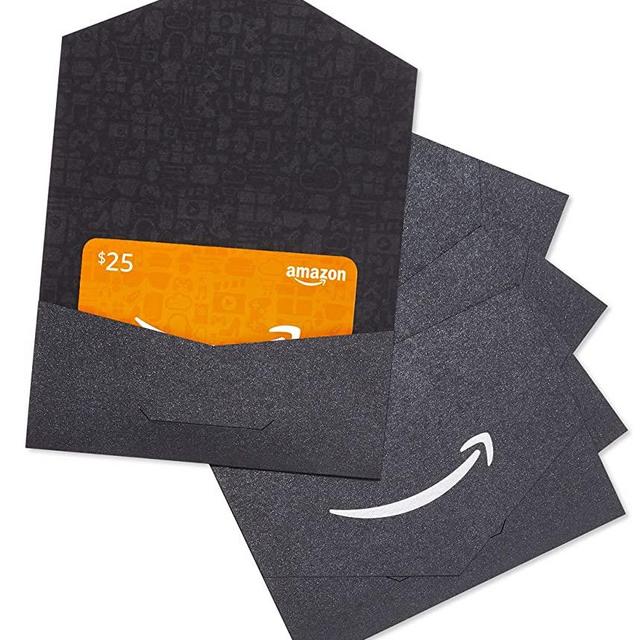 Amazon.com $25 Gift Card in a Black and Silver Mini Envelope - Pack of 5