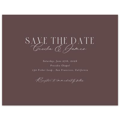 Chocolate, Brown Wedding Digital Save the Date - Shahira Landscape