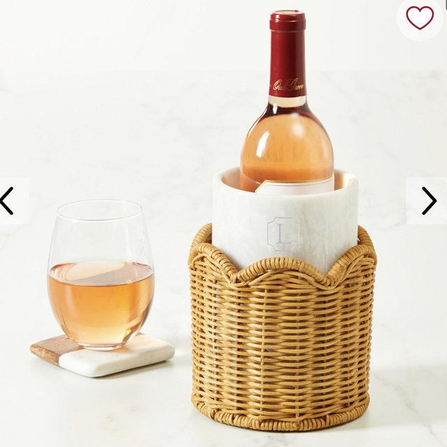 Scalloped Wicker and Marble Wine Chiller
