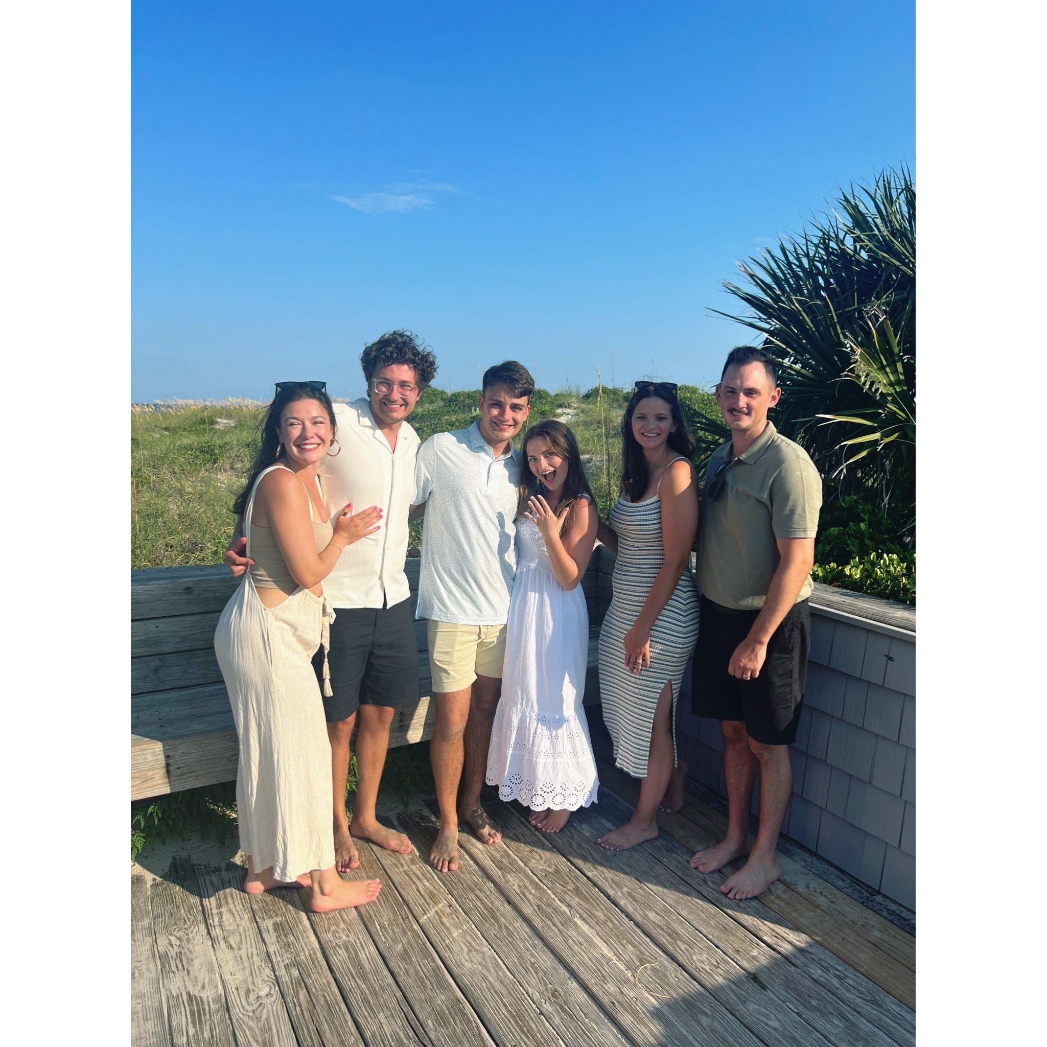 Ben proposed to Carlie on their beach vacation (with his sister Mariah and her husband Forest) in North Carolina!