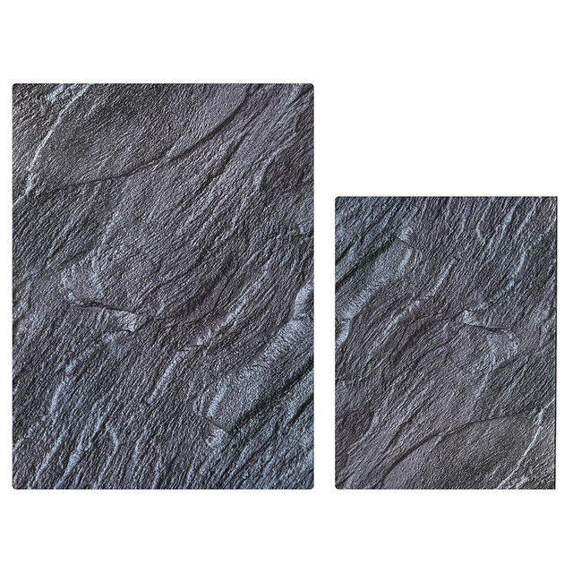 MYTHOSTONE Set of 2 Tempered Glass Cutting Board, Non toxic Black Marble Cutting Board for Kitchen, Non slip Chopping Board, Kitchen countertop, Table protection,Heat Resistant. 14"x10" & 10"x8"