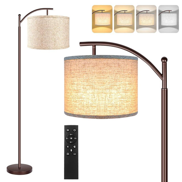 Floor Lamp for Living Room, 4 Color Temperature LED Floor Lamp with Remote Control & Foot Switch, LED Bulb Included, Modern Standing Lamp for Bedroom, Study Room, Office - Oil Rubbed Bronze