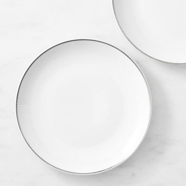 Pillivuyt Eventail Platinum Porcelain Salad Plates, Set of 4
