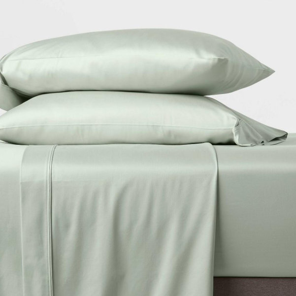 Queen Solid Performance Sheet Set Silver Green