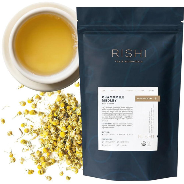 Rishi Tea Chamomile Medley Herbal Tea - Organic, Caffeine Free Loose Leaf Tea, Calming Chamomile Flowers with Lemon Verbena & Mint - 4 Ounces, 28+ Servings