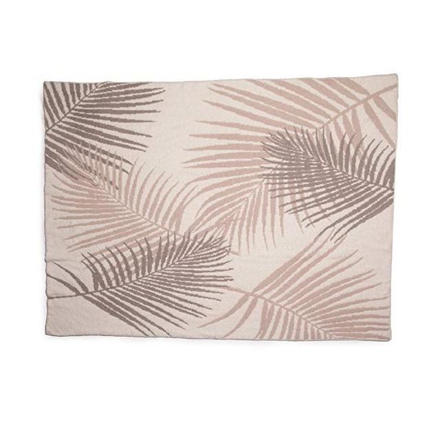 Barefoot Dreams CozyChic Palm Leaf Blanket, Soft Decorative Throw Blanket, Super Soft Blanket, Relax Plush Throw Blanket-45”x60”, Stone Multi