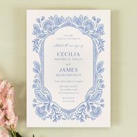 Caleania Portrait | Dark Cobalt | Zola Wedding Invitations