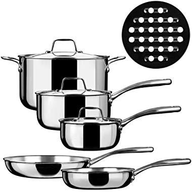 Duxtop Whole-Clad Tri-Ply Stainless Steel Induction Ready Premium Cookware 9-Pc Set
