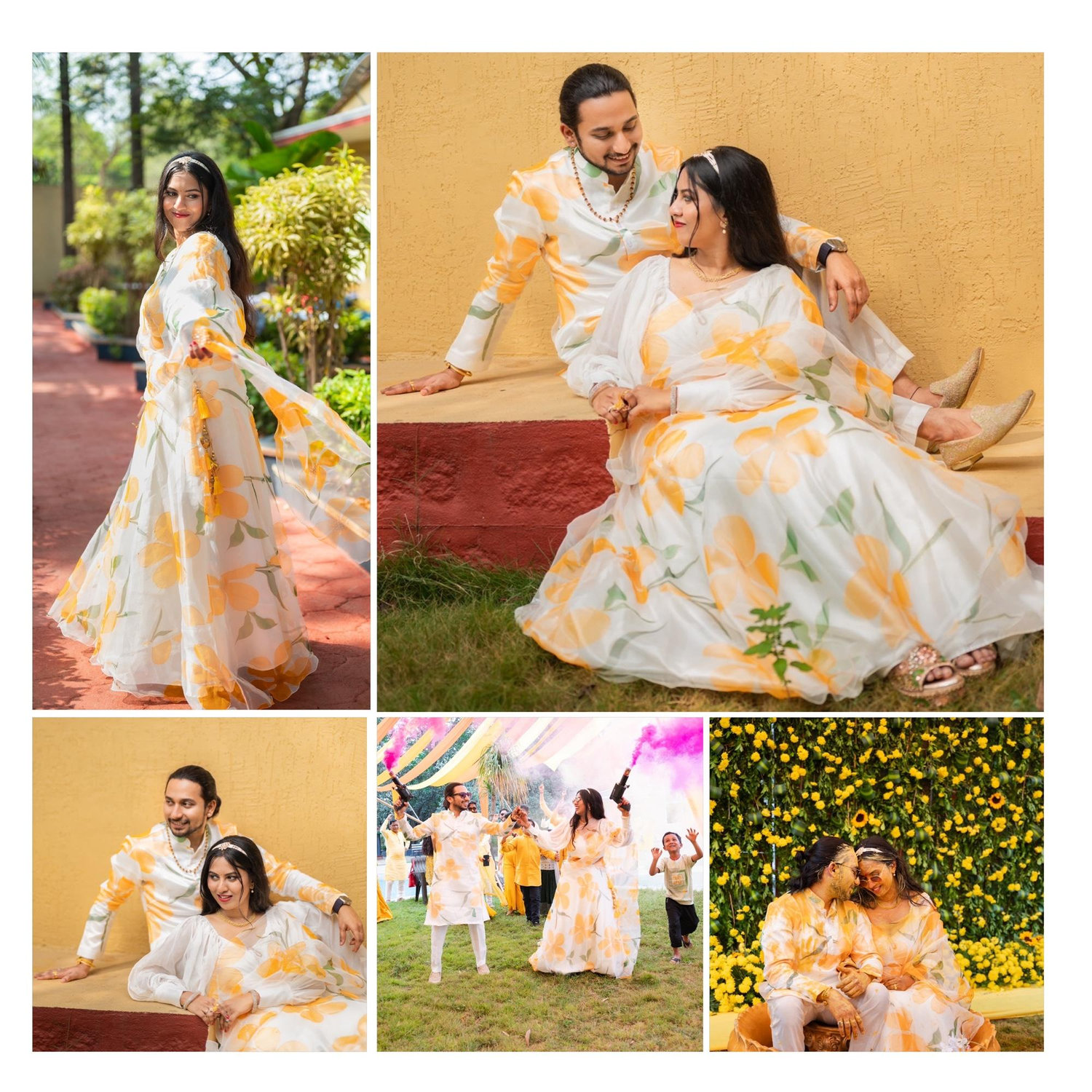 At our haldi, drenched in hues of yellow and love’s golden glow.