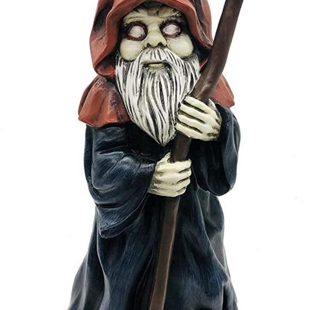 FICITI Garden gnome Reaper Statue - Evil Gnome Scary Gnome for Lawn Ornaments, Indoor or Outdoor Decorations, Halloween Decoration - 8.5 Inch Tall