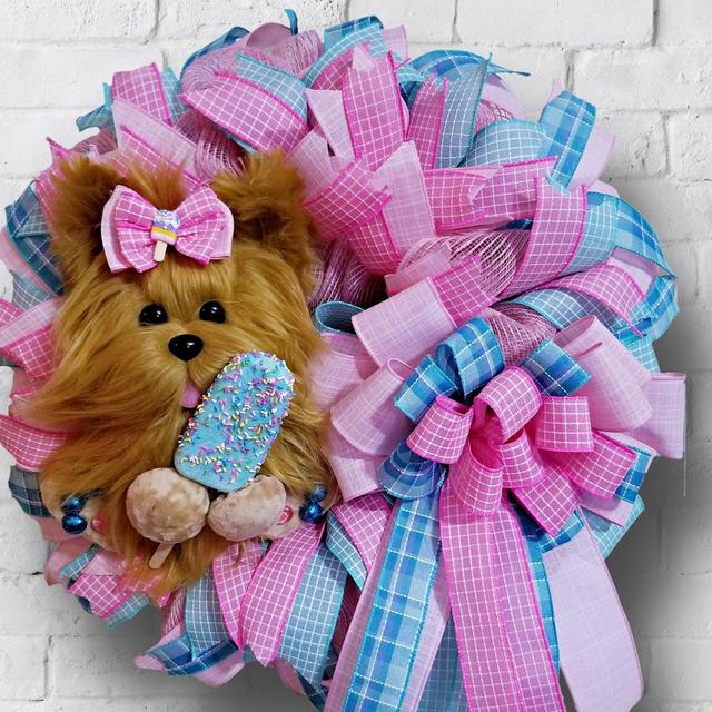 Custom Dog wreath for Spring/Summer sweet...