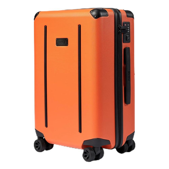 The Ridge Premium Hard Shell Carry On Luggage - TSA Approved Lock - 360° Spinner Wheels for Travel - Basecamp Orange