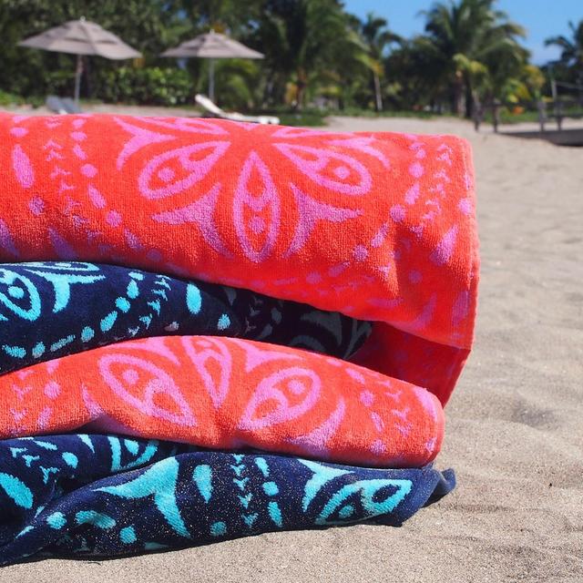 Cabana Beach Towel in Turquoise & Navy