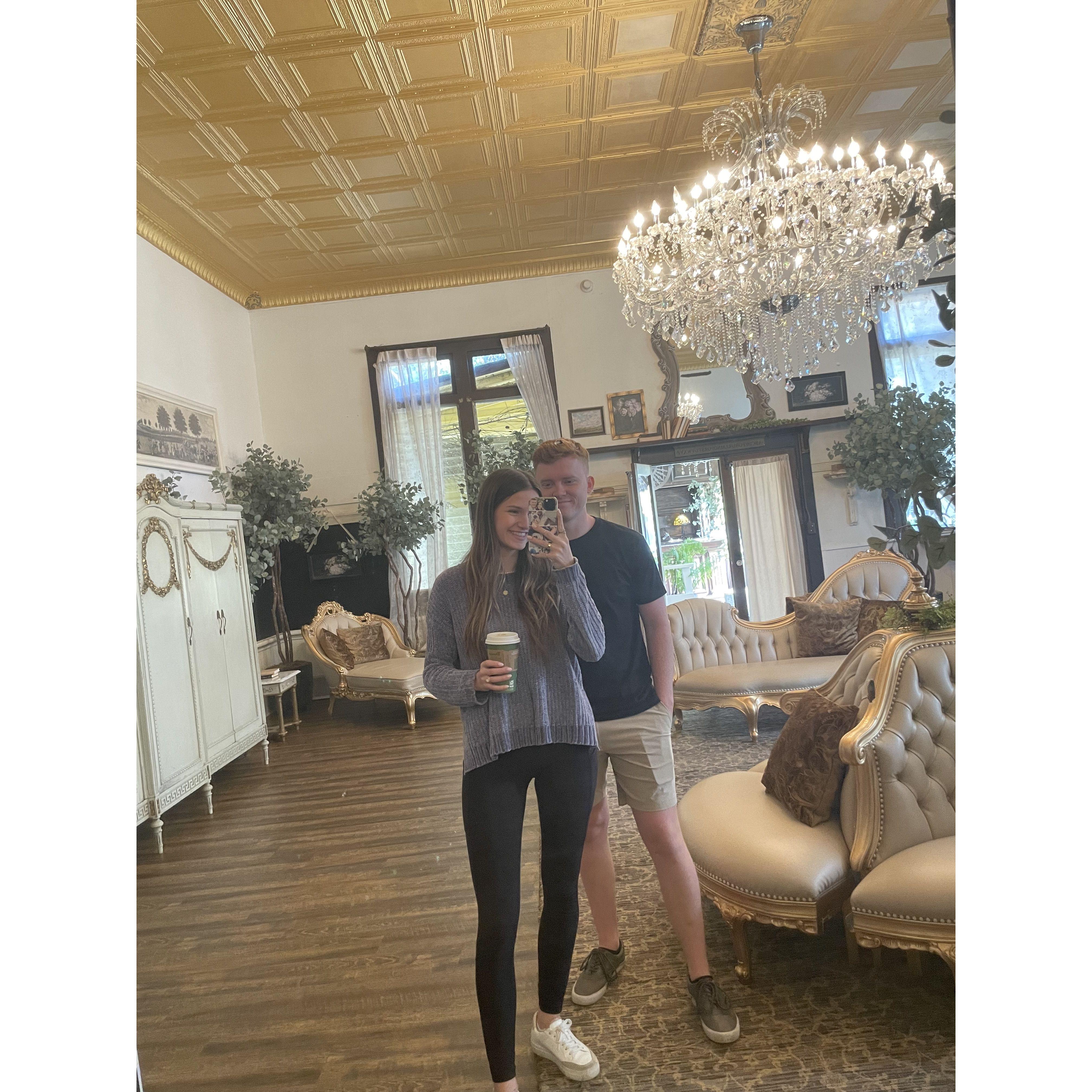 Us touring our wedding venue!