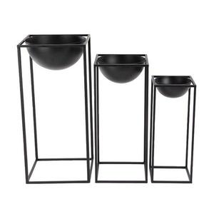 Cameley 3 Piece Modern Iron Rectangular-Framed Bowl Nesting Plant Stand Set