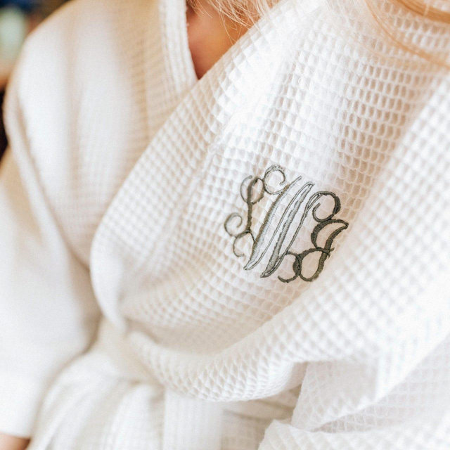 Monogrammed Cotton Waffle Robe - Spa Party Robe - Bridesmaid Gift - Bridal Party Dressing Gown - Getting Ready Robes - Bridal Robe - Spa Day
