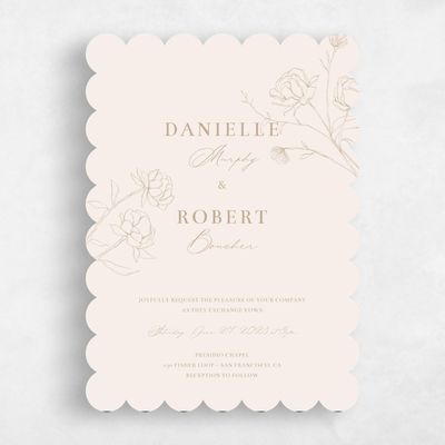 Beige Scalloped Wedding Invitation - Ingrid Portrait